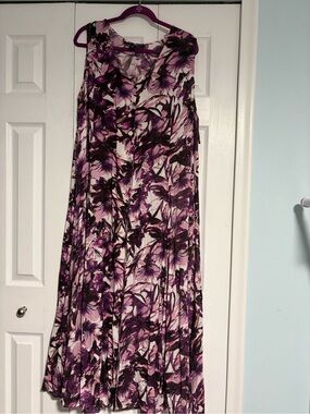 Denim 24/7 Purple Floral Maxi Dress Size 22/24
